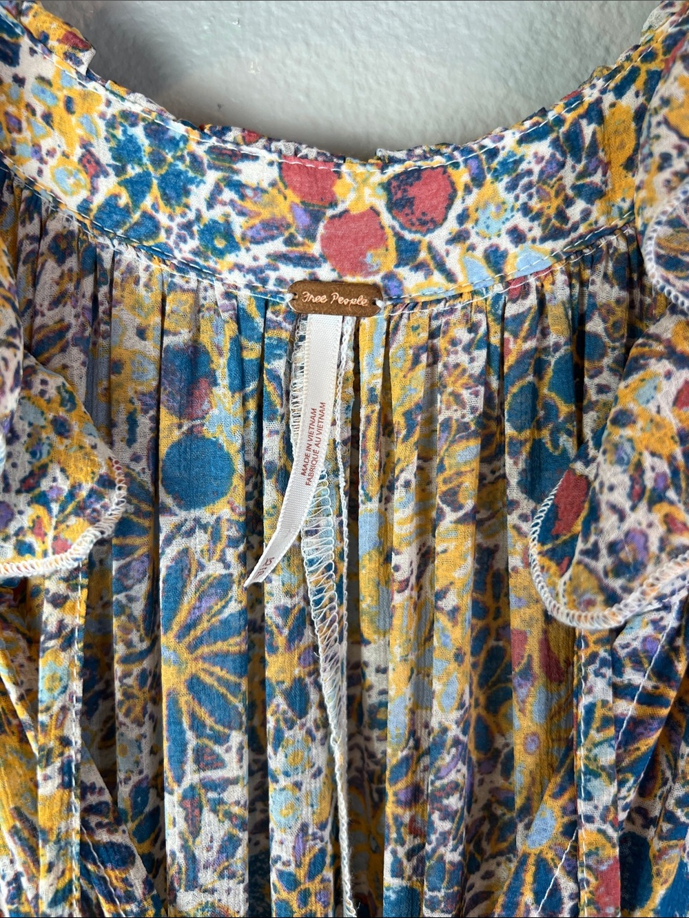 Free People Floral Maxi Dress in Yellow, Blue, Rust and Cream Sheer XS - Picture 5 of 10